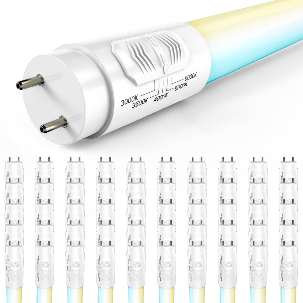 T8 LED Tubes, 4ft, Frosted, Type B, Selectable CCT,  Single /Double Ended 18W, 2200 Lumens
