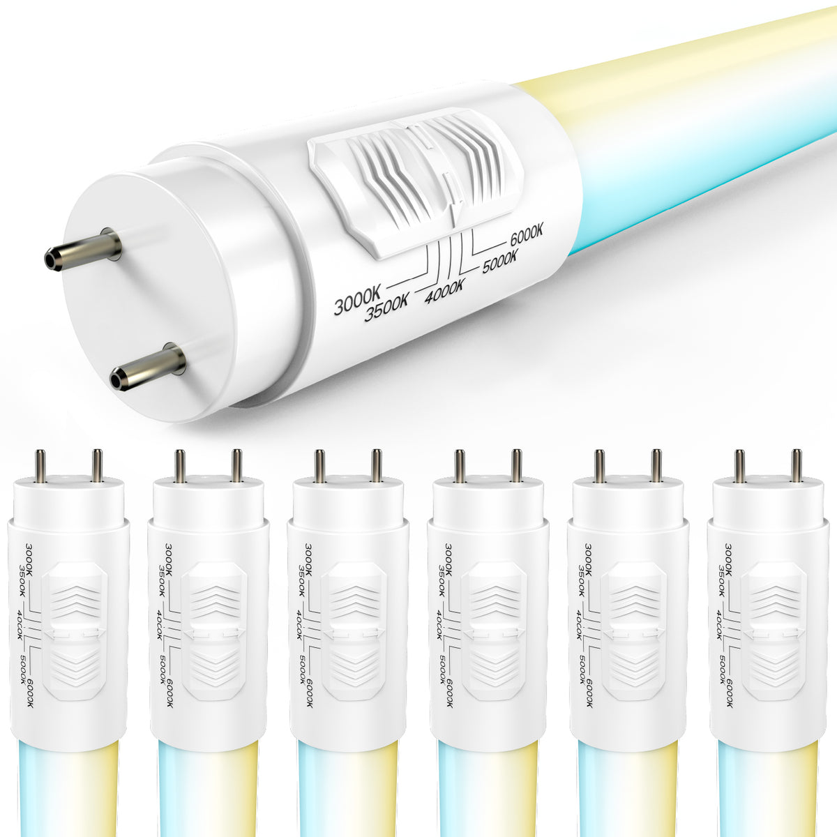 T8 LED Tubes, 4ft, Frosted, Type B, Selectable CCT,  Single /Double Ended 18W, 2200 Lumens
