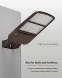 Built for commercial and industrial settings, this trunnion mount installs shoebox lights on flat surfaces or vertical walls with adjustable precision.