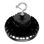 Top view of 150W selectable UFO LED high bay showing the housing fins and mounting hook