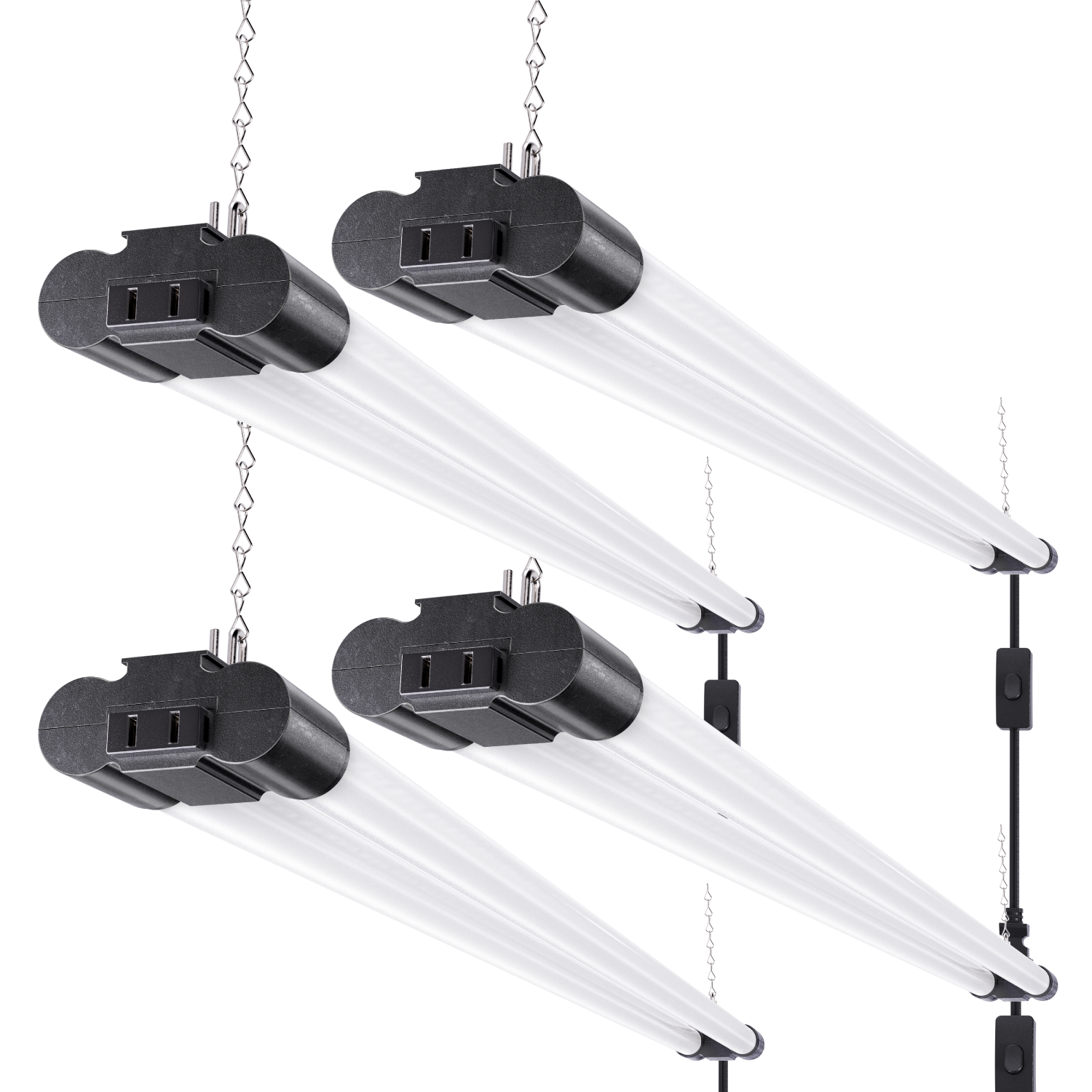 LED Shop Light, 4ft, Utility, Black, Frosted, Plug & Play, 4500 Lumens