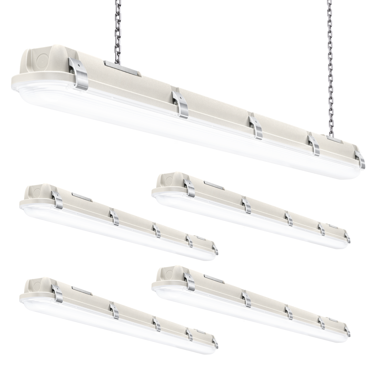 4ft LED Vapor Tight Fixture, 54W/46W/38W, Selectable Wattage & CCT, 7000 Lumens