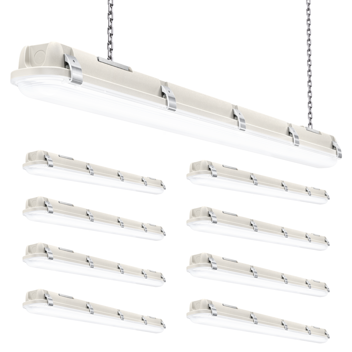 4ft LED Vapor Tight Fixture, 54W/46W/38W, Selectable Wattage & CCT, 7000 Lumens