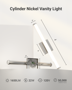 Sunco Cylinder Vanity Light is 24" long and 2" wide.