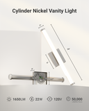 Sunco Cylinder Vanity Light is 24" long and 2" wide.