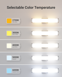 Sunco Rectangular nickel vanity light has selectable color temperature. Choose between 2700K, 3000K, 4000K, 5000K, and 6000K.