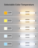 Sunco cylinder black vanity light has selectable color temperature. Choose between 2700K, 3000K, 4000K, 5000K, and 6000K.