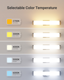 Sunco Rectangular black vanity light has selectable color temperature. Choose between 2700K, 3000K, 4000K, 5000K, and 6000K.