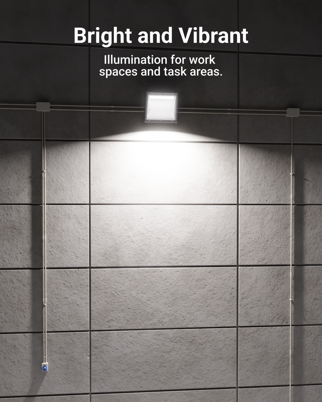 The wall pack has adjustable brightness and is fully dimmable to provide the perfect lighting level for any situation.