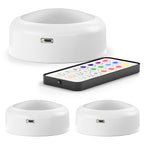 Rechargeable RGB LED Puck Lights with Remote, 35 Lumens