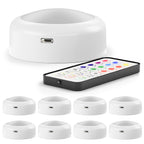 Rechargeable RGB LED Puck Lights with Remote, 35 Lumens