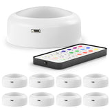 Rechargeable RGB LED Puck Lights with Remote, 35 Lumens