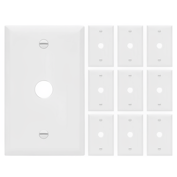 Enerlites Plastic Wall Plates 1-Gang Phone/Cable Cover – 0.625" Diameter