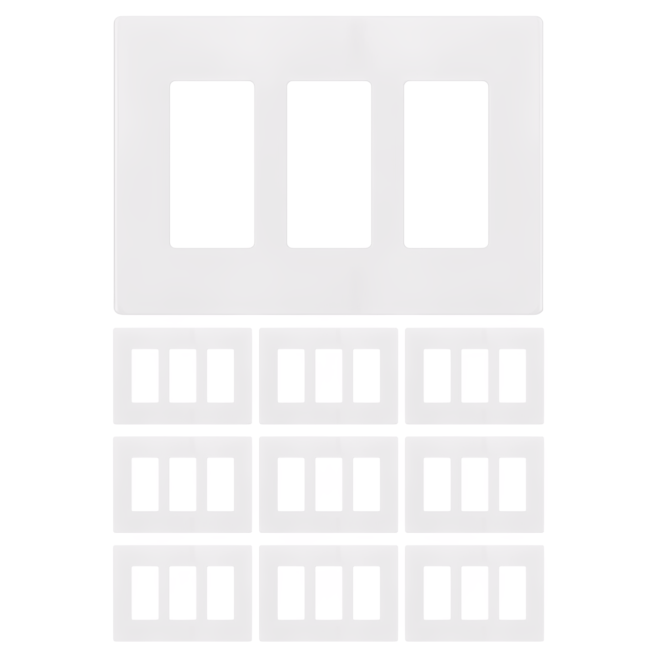 Enerlites Screwless Decorator/GFCI Three-Gang Wall Plate Mid-Size