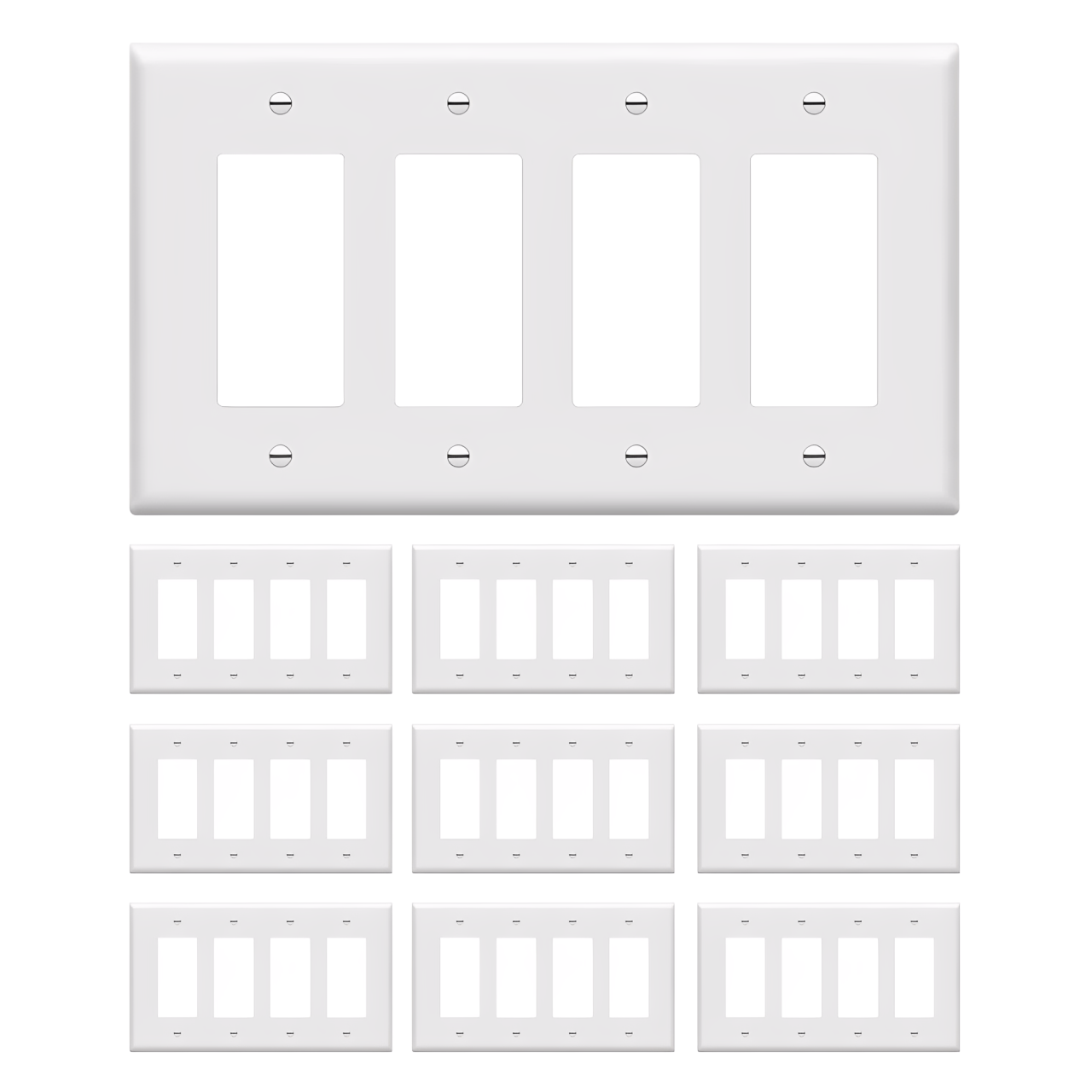 Enerlites Matte Finish Decorator/GFCI Four-Gang Wall Plate, Mid-Size