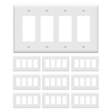 Enerlites Matte Finish Decorator/GFCI Four-Gang Wall Plate, Mid-Size