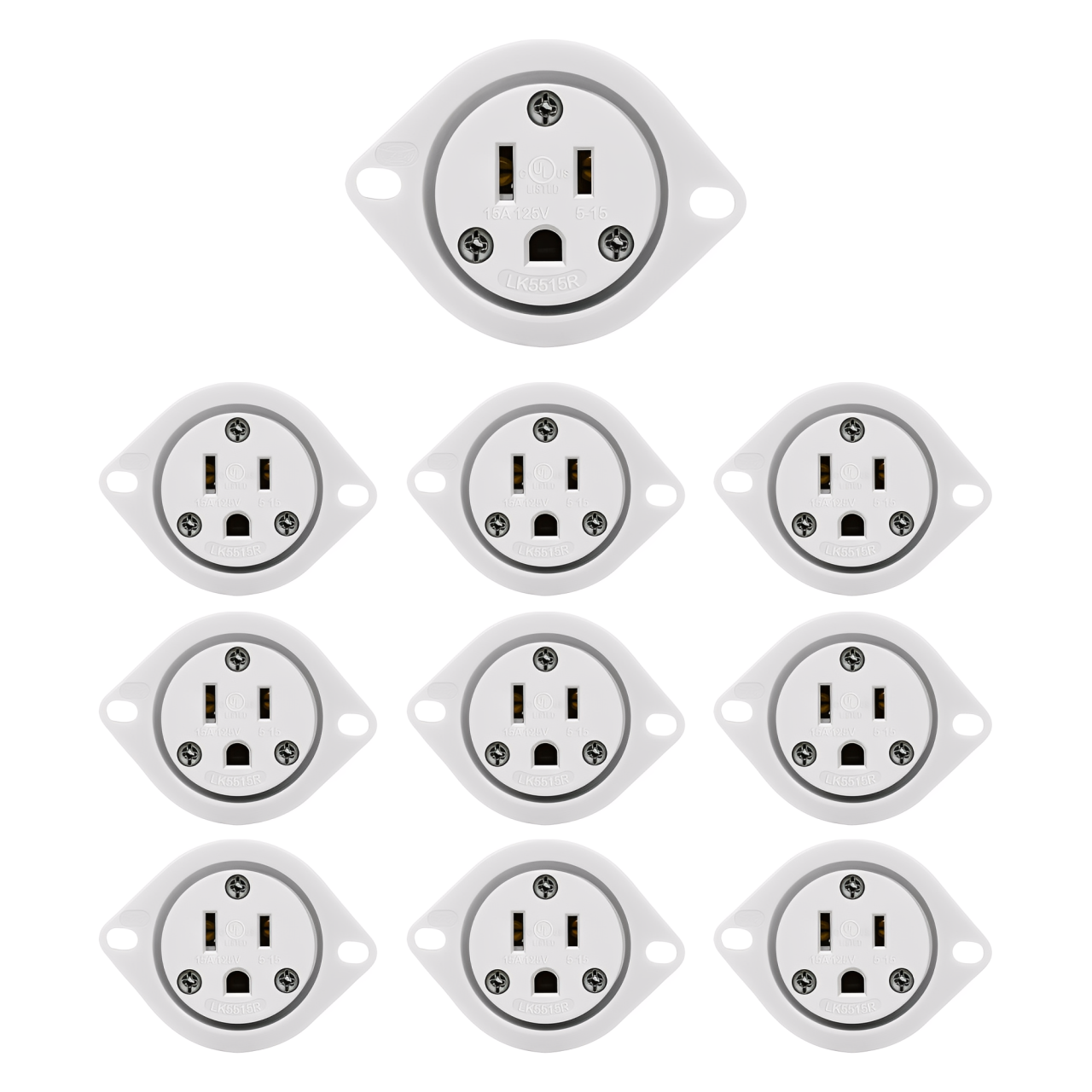 Enerlites Straight Blade Flanged Outlet, 15A, 5-15RFO