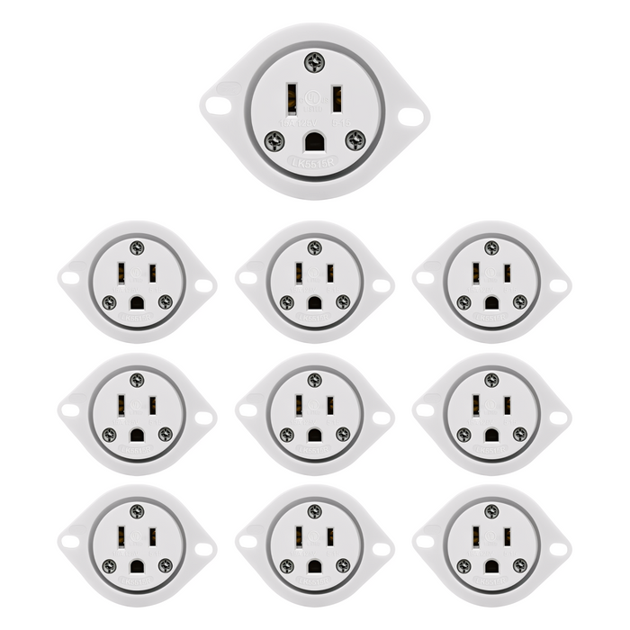 Enerlites Straight Blade Flanged Outlet, 15A, 5-15RFO