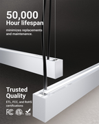 With a 50,000-hour lifetime and durable frame, this fixture will provide beautiful light for many years to come.