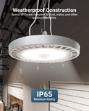 The high bay's IP65 waterproof rating ensures reliable, bright light in any weather.