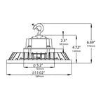 White UFO High Bay LED Fixture, 150W/100W/80W, Whitney, 100-277V, Selectable Wattage & CCT, 21700 Lumens