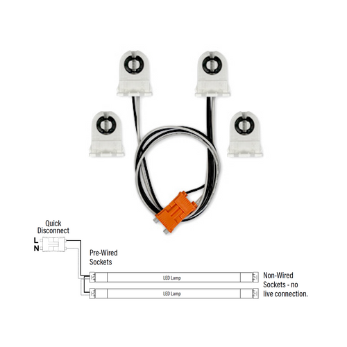 Wiring Harness for Single-End, Non-Shunted Tombstones, T8