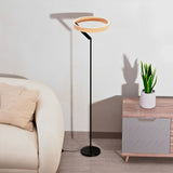 63" Black & Wood LED Floor Lamp, 500 Lumens