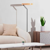 63" Black & Wood LED Floor Lamp, 500 Lumens