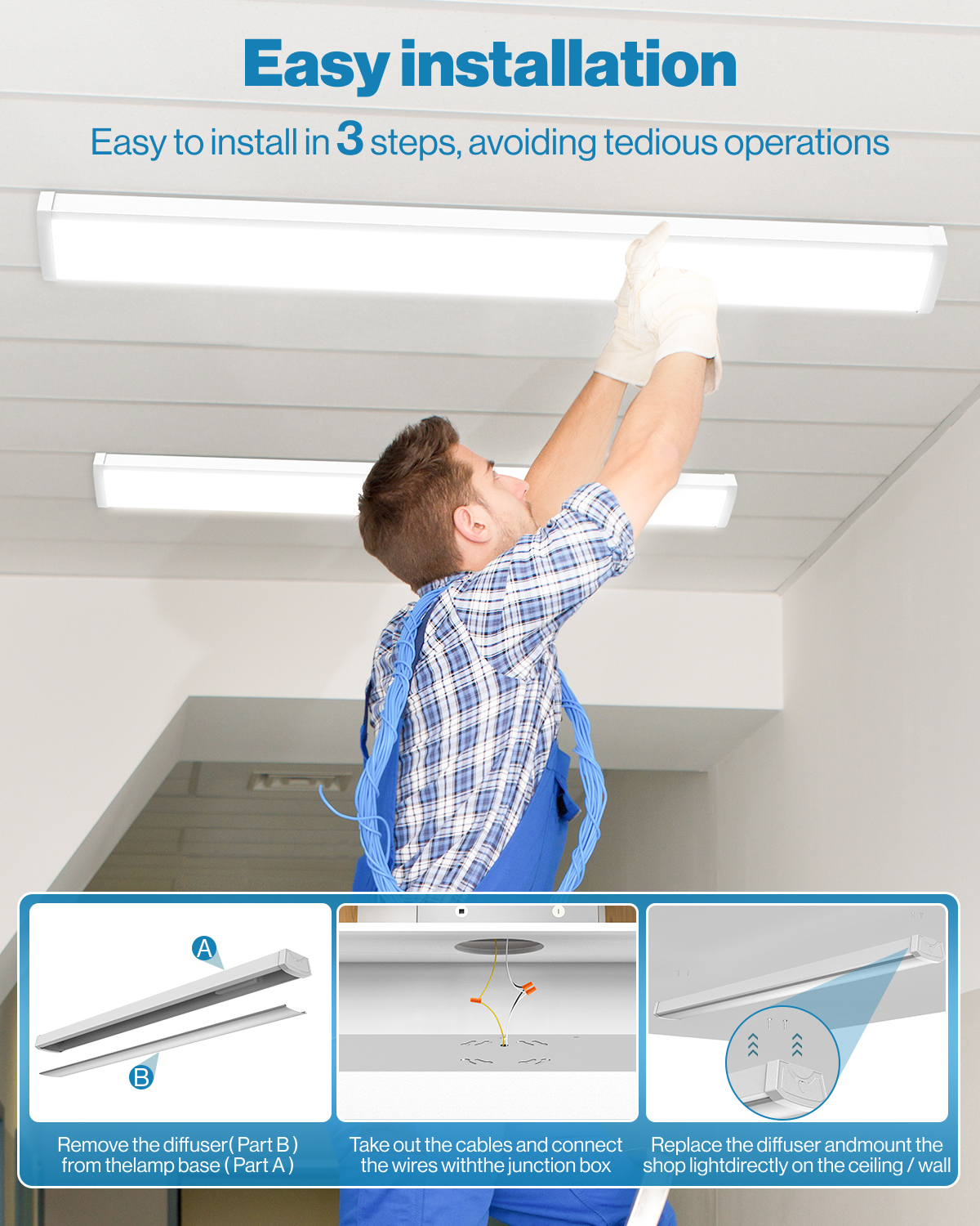 LED Shop Light, 4ft Wraparound, 3500 Lumens