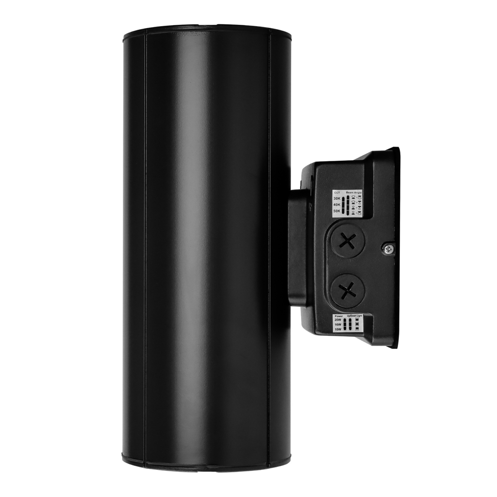 Black Cylinder LED Wall Sconce, 20W/16W/10W, Dusk to Dawn Photocell , 2800 Lumens
