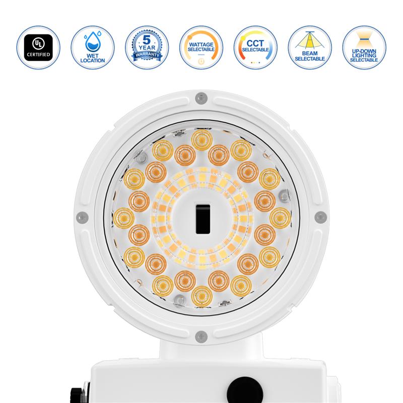 White Cylinder LED Wall Sconce, 20W/16W/10W, Dusk to Dawn Photocell , 2800 Lumens