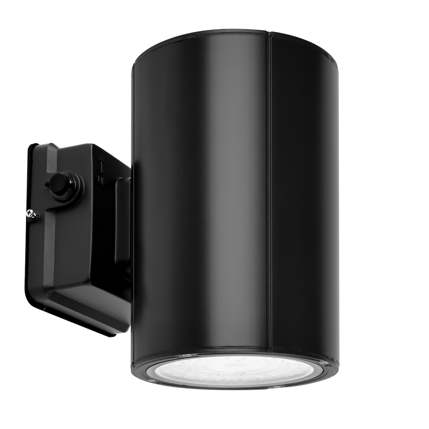 Black Cylinder LED Wall Sconce, 38W/31W/19W, Dusk to Dawn Photocell , 5500 Lumens