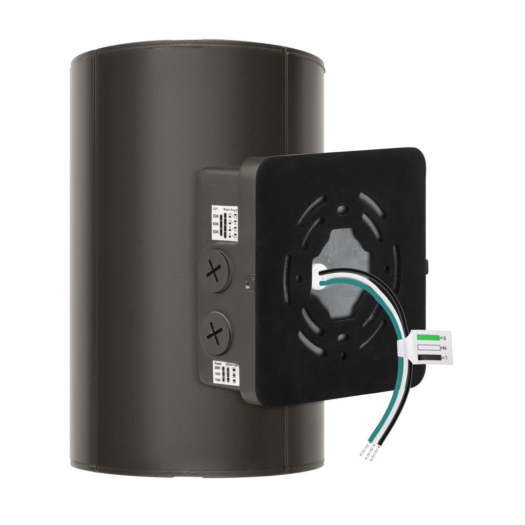 Dark Bronze Cylinder LED Wall Sconce, 38W/31W/19W, Dusk to Dawn Photocell , 5500 Lumens