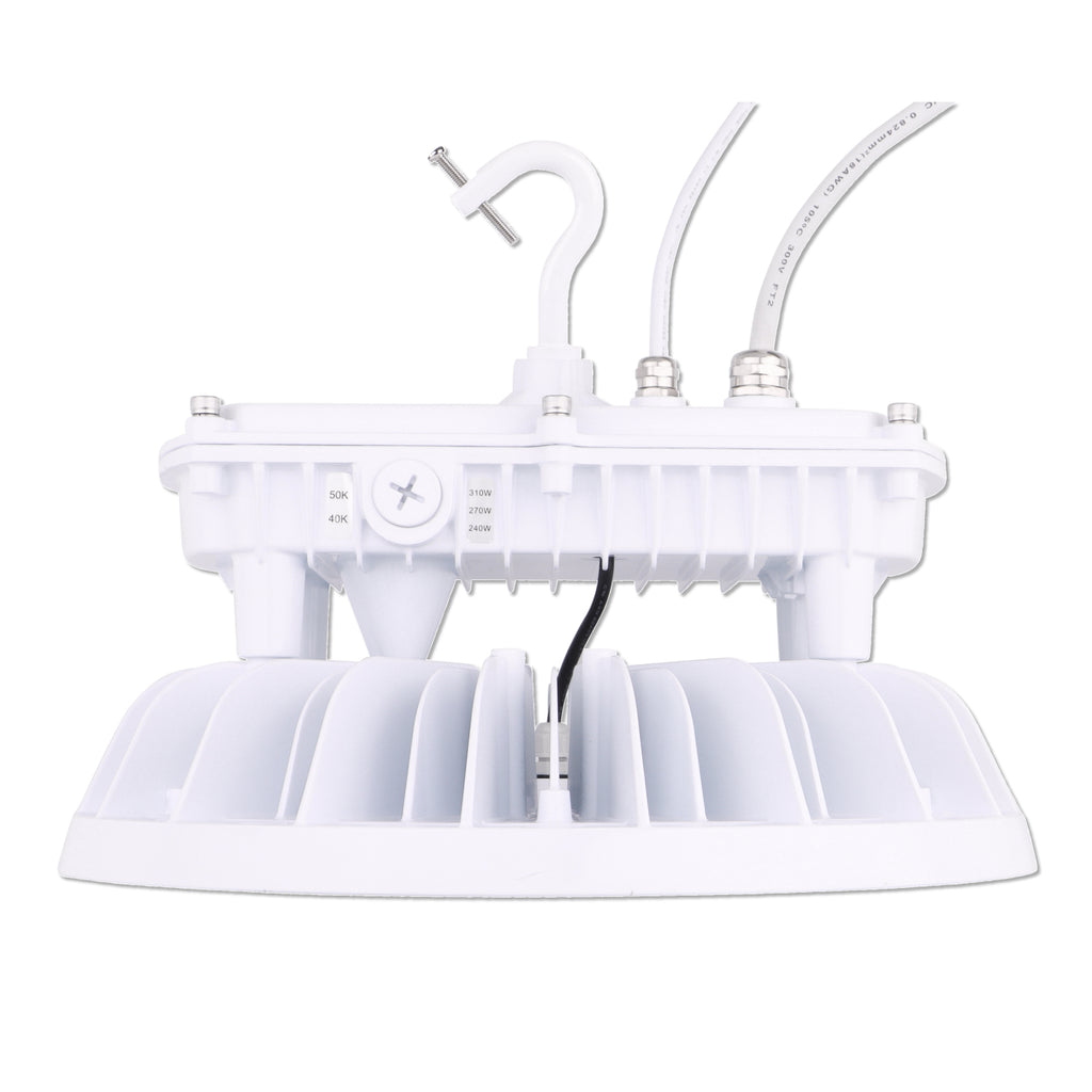 UFO High Bay LED Fixture, 310W/270W/240W, White, Selectable Wattage & CCT, Star Plus, 46500 Lumens