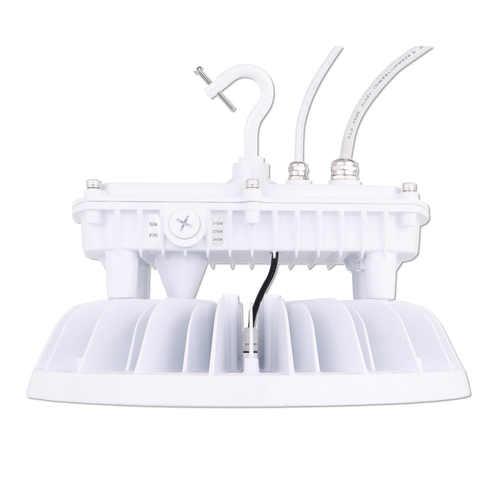UFO High Bay LED Fixture, 310W/270W/240W, White, Selectable Wattage & CCT, Star Plus, 46500 Lumens