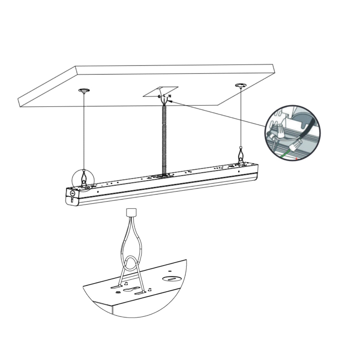 Suspension Mounting Kit for LED Strip Light Fixtures