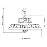 UFO High Bay LED Fixture, 240W/200W/150W, Selectable Wattage & CCT, 37400 Lumens