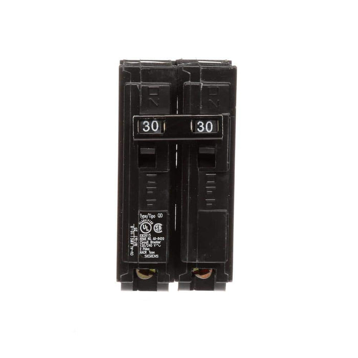 Siemens Type QD Double-Pole Replacement Circuit Breaker, model D230, product label detail