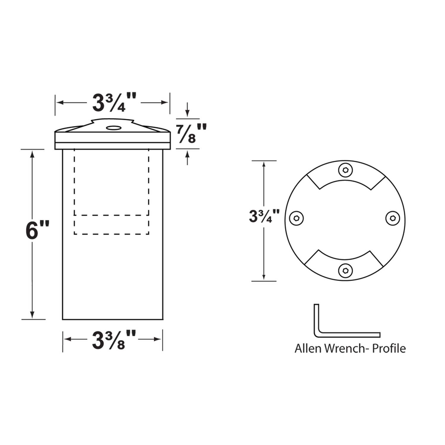 Opposing dual-aperture marker well light dimensional drawing
