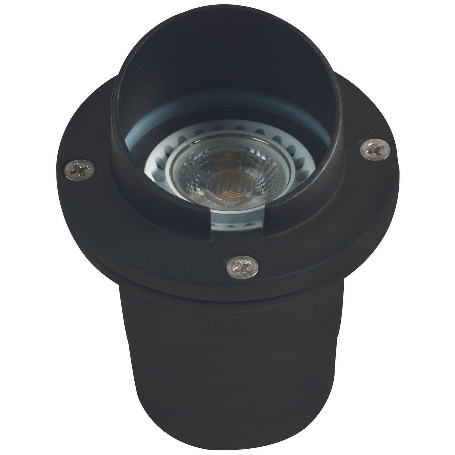 Black hooded round well light