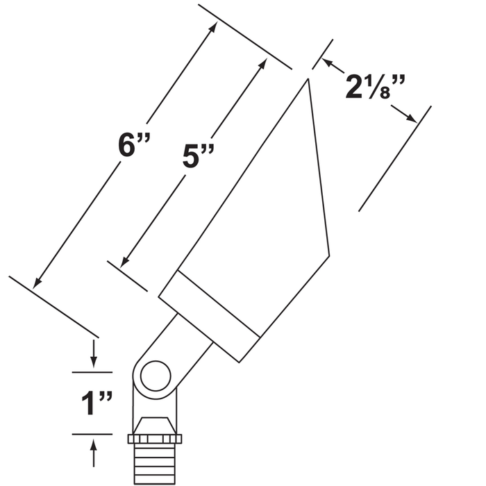 Black brass hooded directional bullet landscape light dimension diagram