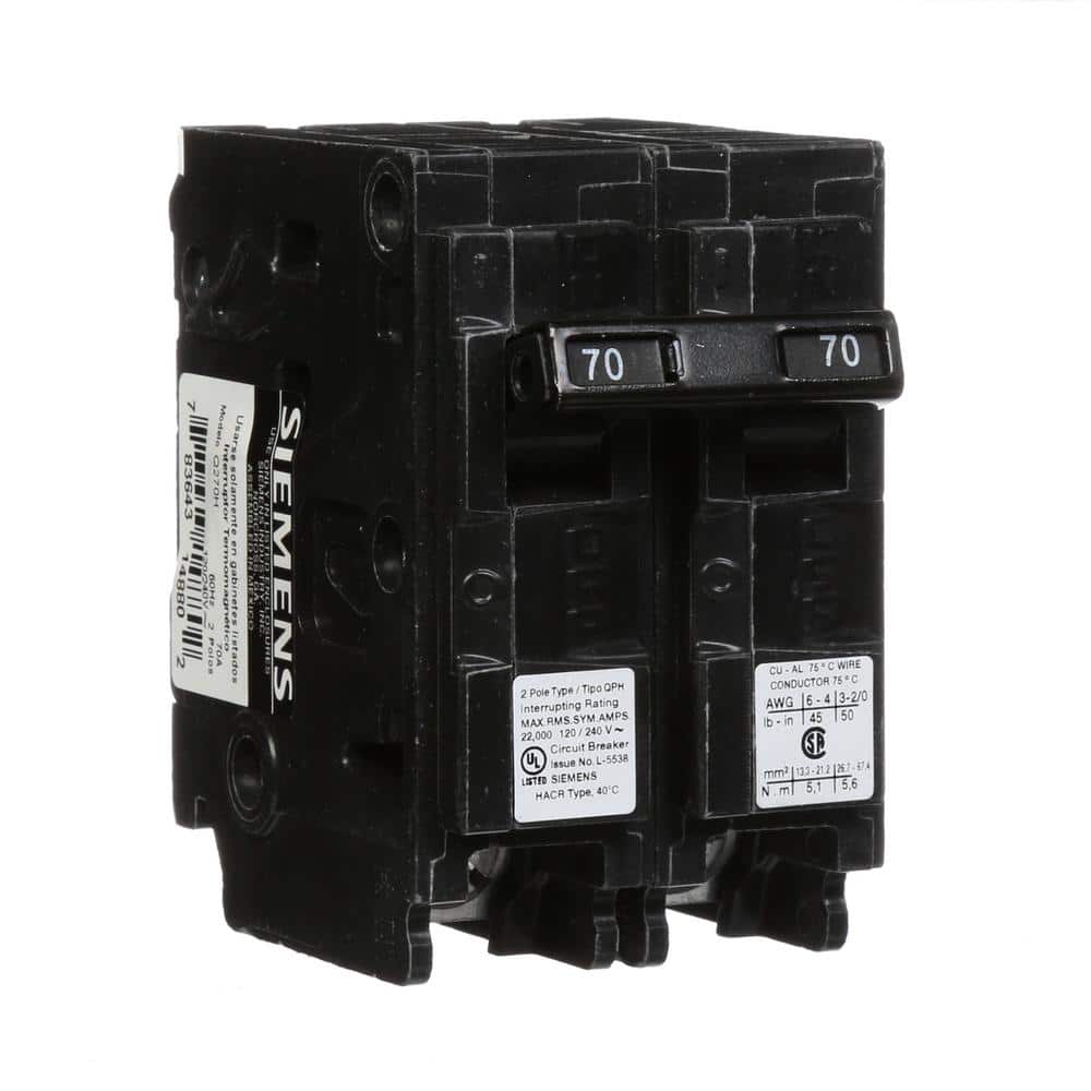 Siemens Type QPH Double-Pole 22kA Circuit Breaker, model Q220H, product label detail, image 25