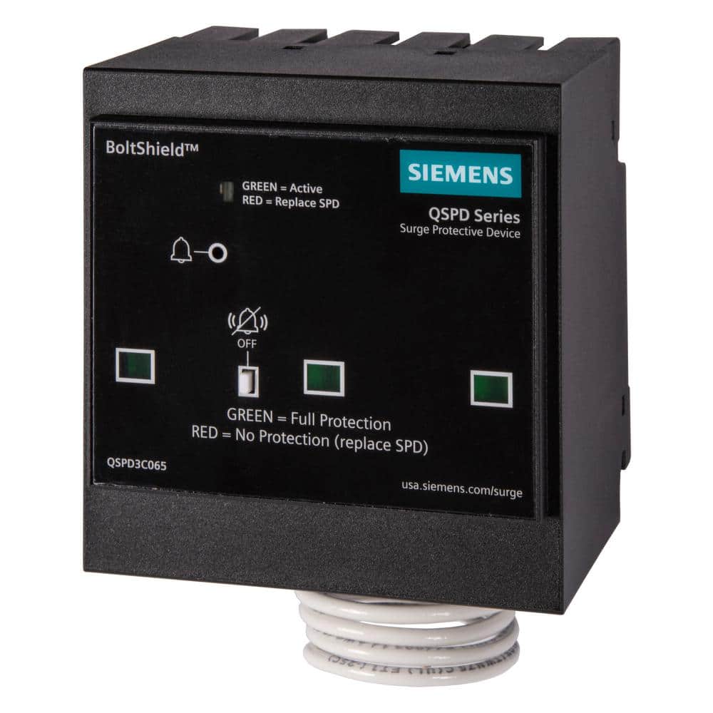 Siemens BoltShield 208Y/120V, 3-Pole, Three Phase, 4-Wire 65kA Plug-In Surge Protection Device, model QSPD3C065, product label detail