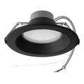 Black round commercial recessed downlight with spring mounting clips