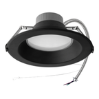 Black round commercial recessed downlight with spring mounting clips