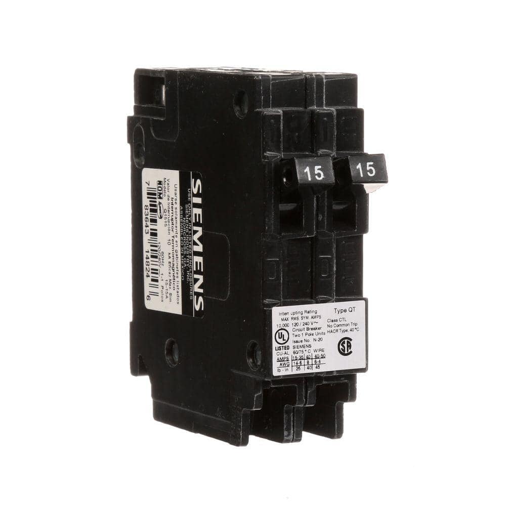Siemens Type QT Tandem Circuit Breaker, model Q2020U, product label detail, image 7