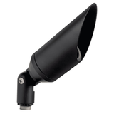 Black hooded directional bullet landscape light, angled view