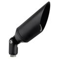 Black hooded directional bullet landscape light, angled view