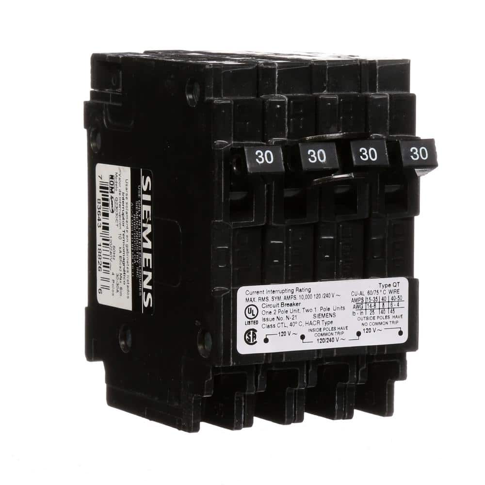 ORIGINAL : Siemens Type QT Quadplex Circuit Breaker, model Q22020CT2, product label detail, image 16