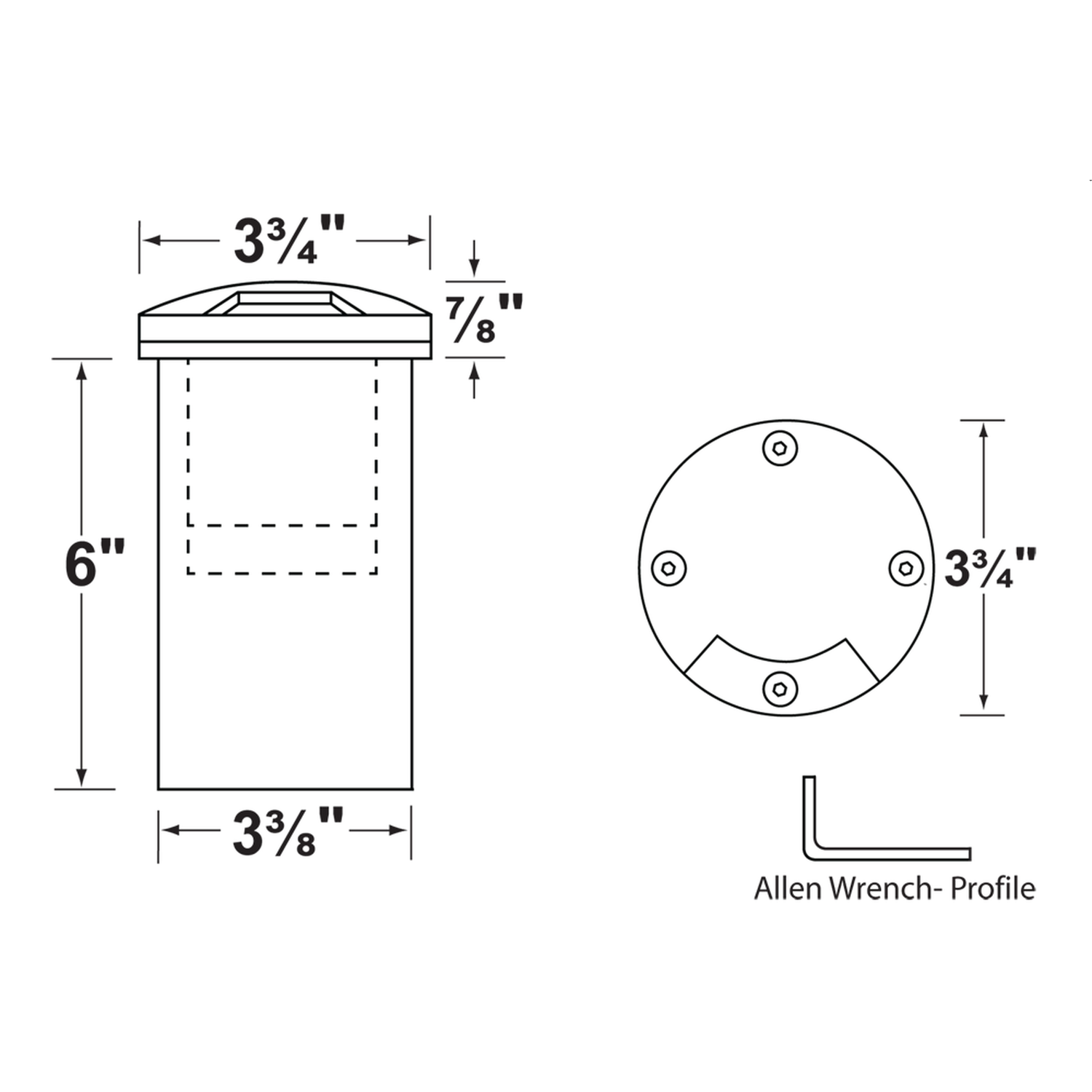 Single-aperture marker well light dimensional drawing